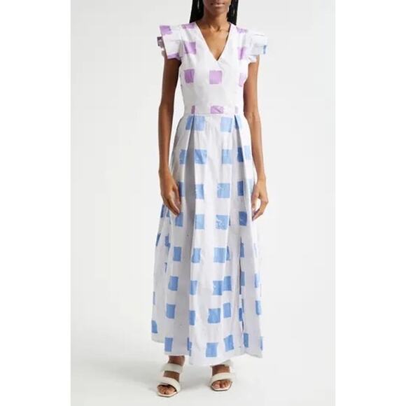 Busayo Ajala Square Batik hand Printed Cotton Maxi Dress size XXL/ US 18 - Picture 1 of 14